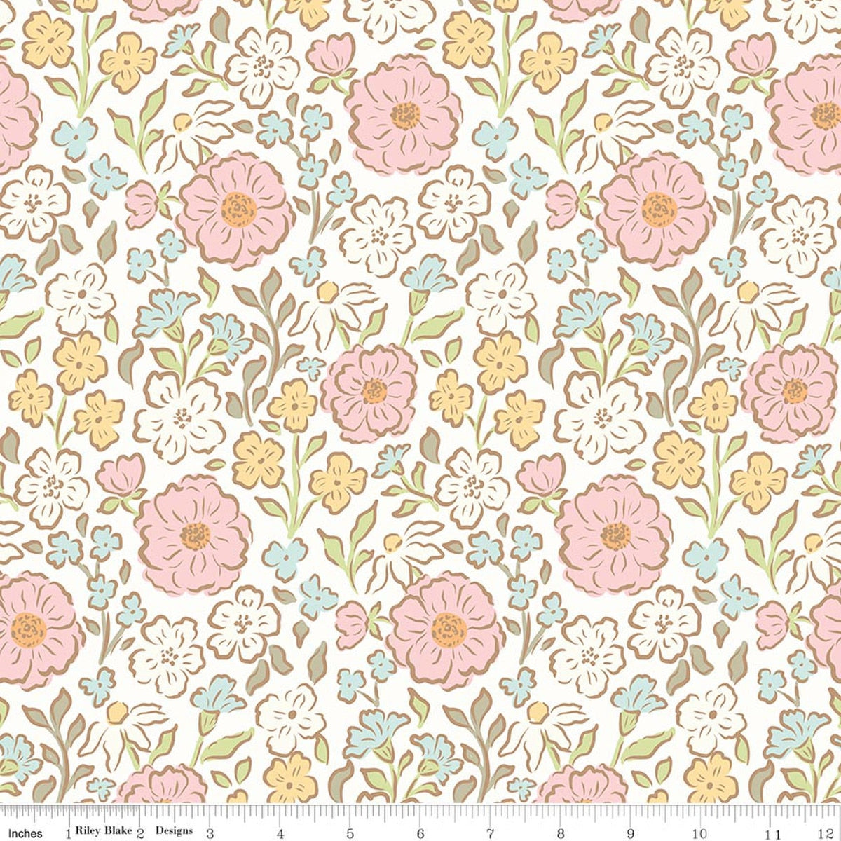 Little Posies Main Cloud Quilt Fabric by Cayla Naylor