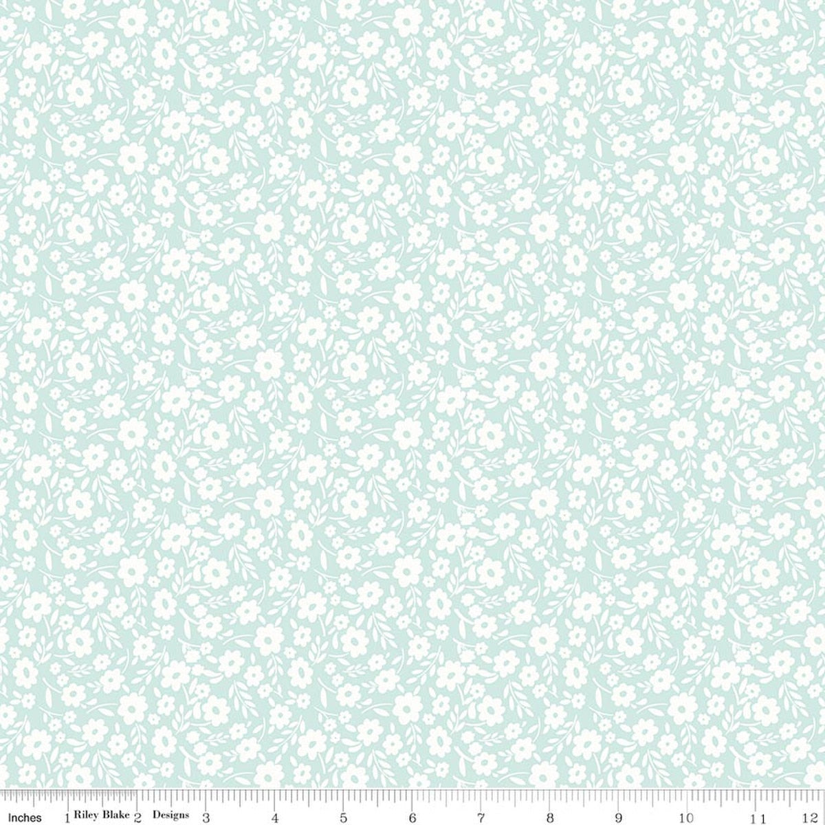 Little Posies Floral Aqua Quilt Fabric by Cayla Naylor