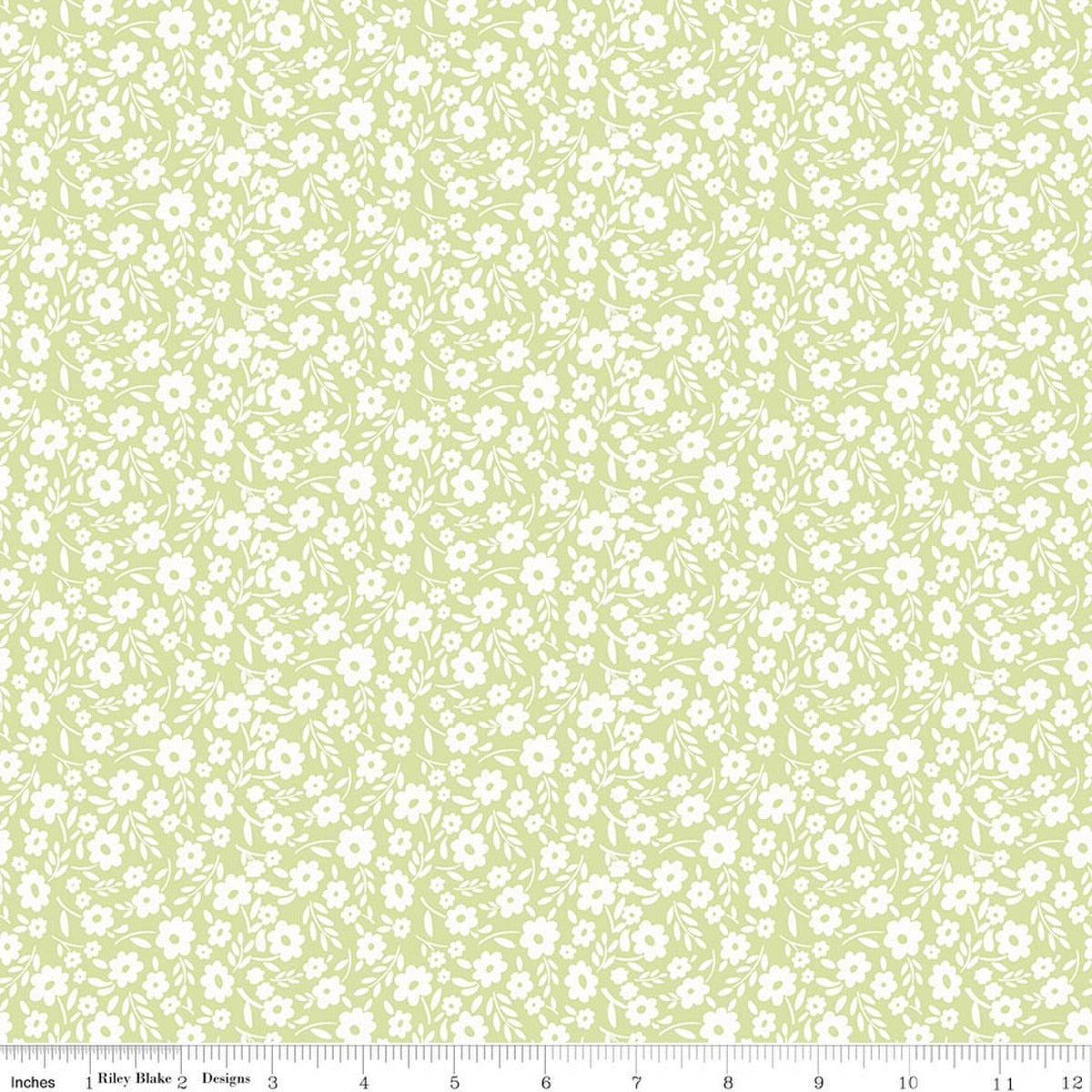 Little Posies Floral Green Quilt Fabric by Cayla Naylor