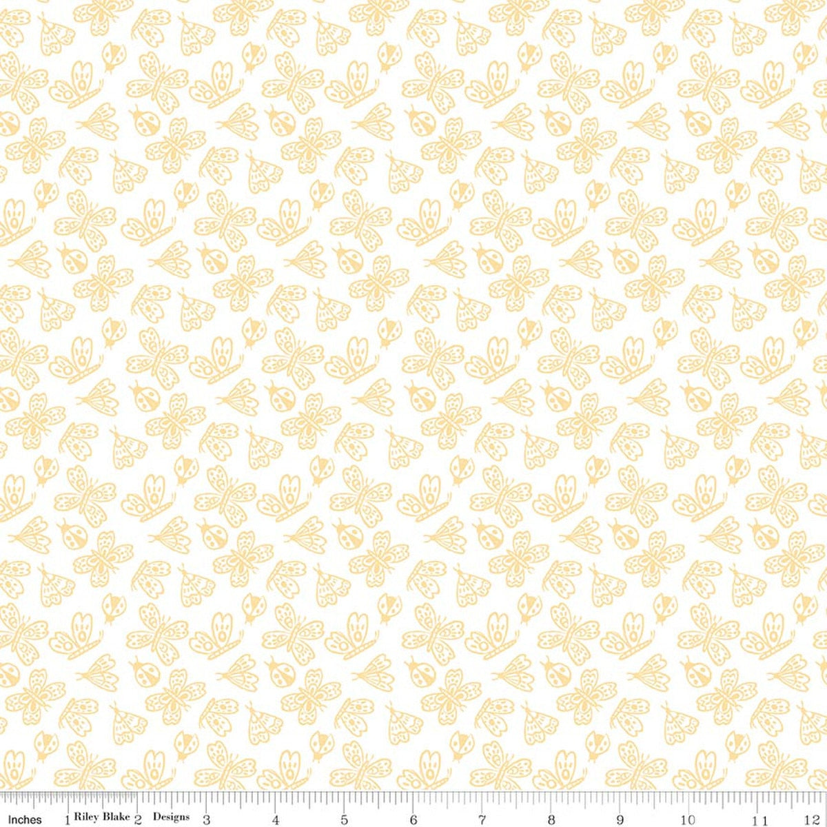 Little Posies Butterflies White Quilt Fabric by Cayla Naylor