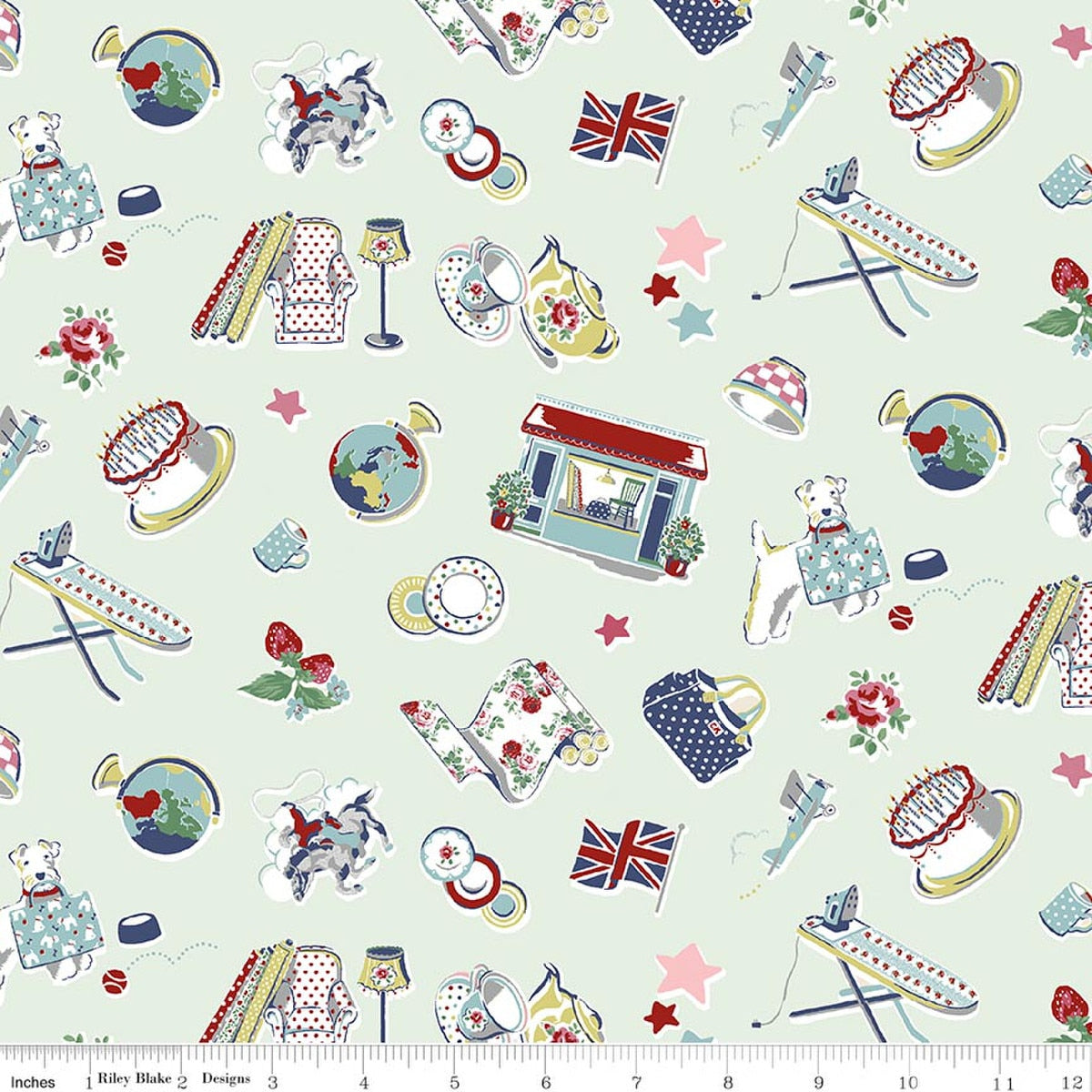 Cath Kidston® Signature Collection Icons Mist Quilt Fabric by Cath Kidston