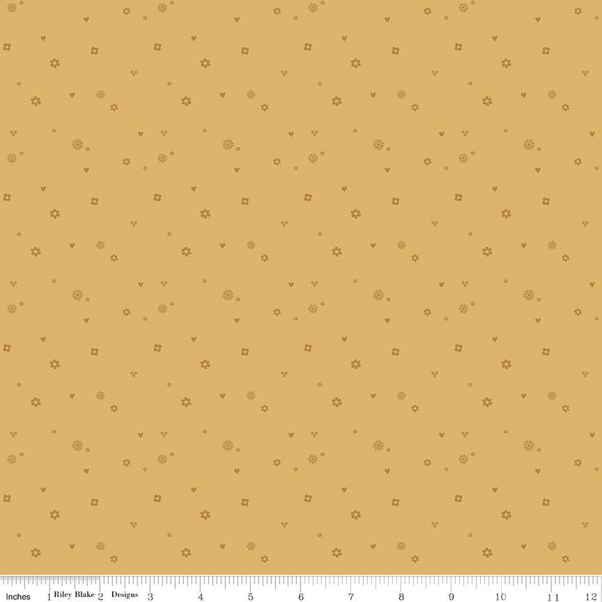 Bees and Blossoms Confetti Honey Quilt Fabric by Lindsey Weight