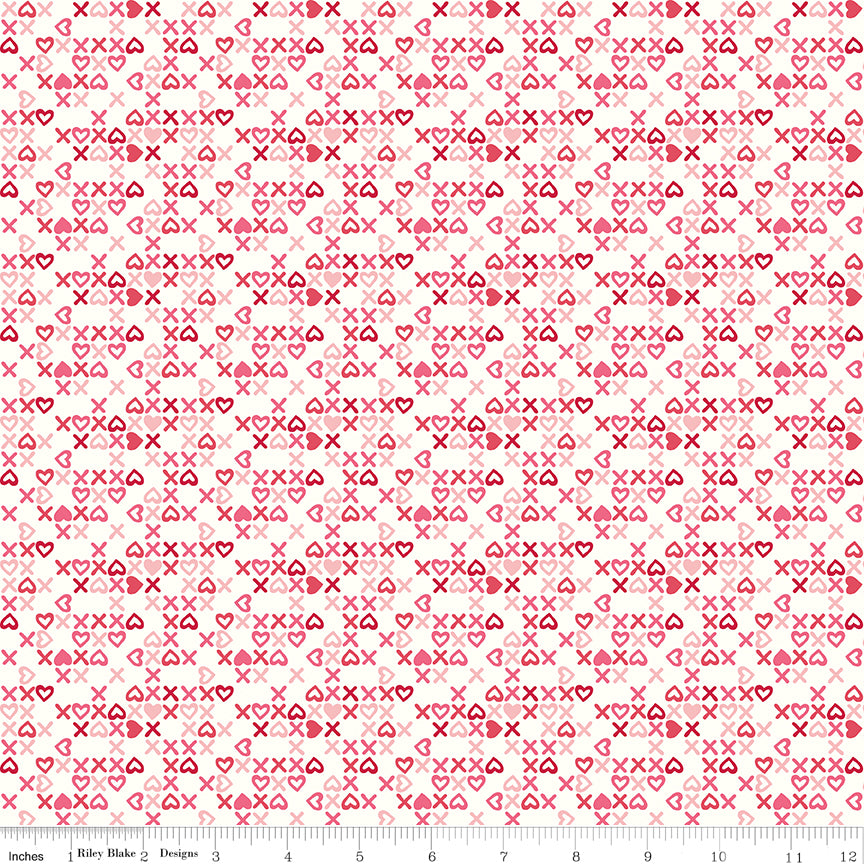 Bloom & Heart Sweet XOXO Off White Quilt Fabric by Cherry Guidry of Cherry Blossoms