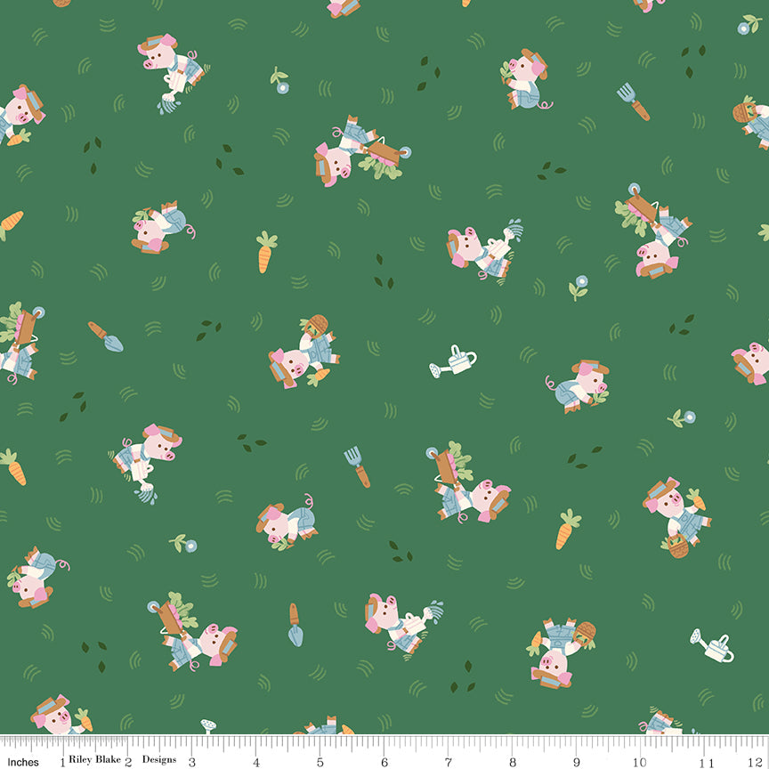 Countryside Dreams Gardening Piglets Cactus Quilt Fabricby Countryside Dreams — Natalia Juan Abello