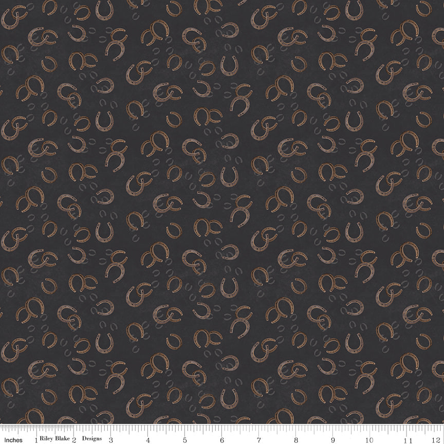 Horseshoe Creek Horseshoes Charcoal Quilt Fabric by Horseshoe Creek — RBD