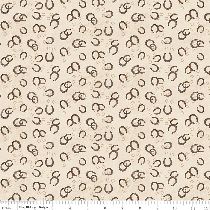 Horseshoe Creek Horseshoes Linen Quilt Fabric by Horseshoe Creek — RBD