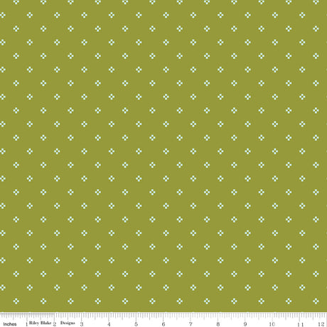 Luna Field Nine Patch Olive Quilt Fabric by Luna Field — Katherine Lenius