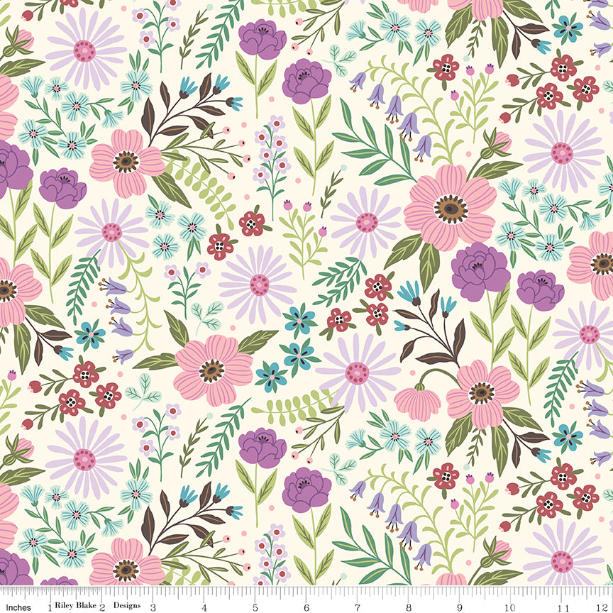 Mountain Jamboree Main Cream Quilt Fabric by Genesis Hall