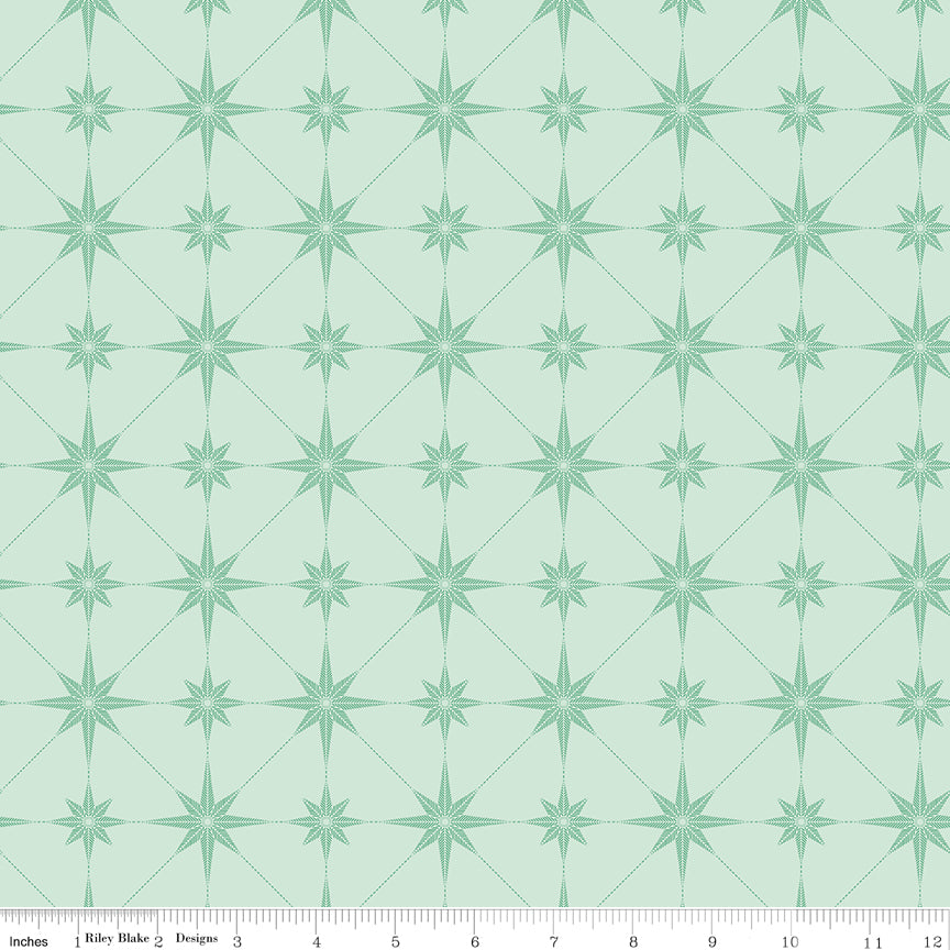 Mountain Jamboree Stars Mint Quilt Fabric by Genesis Hall