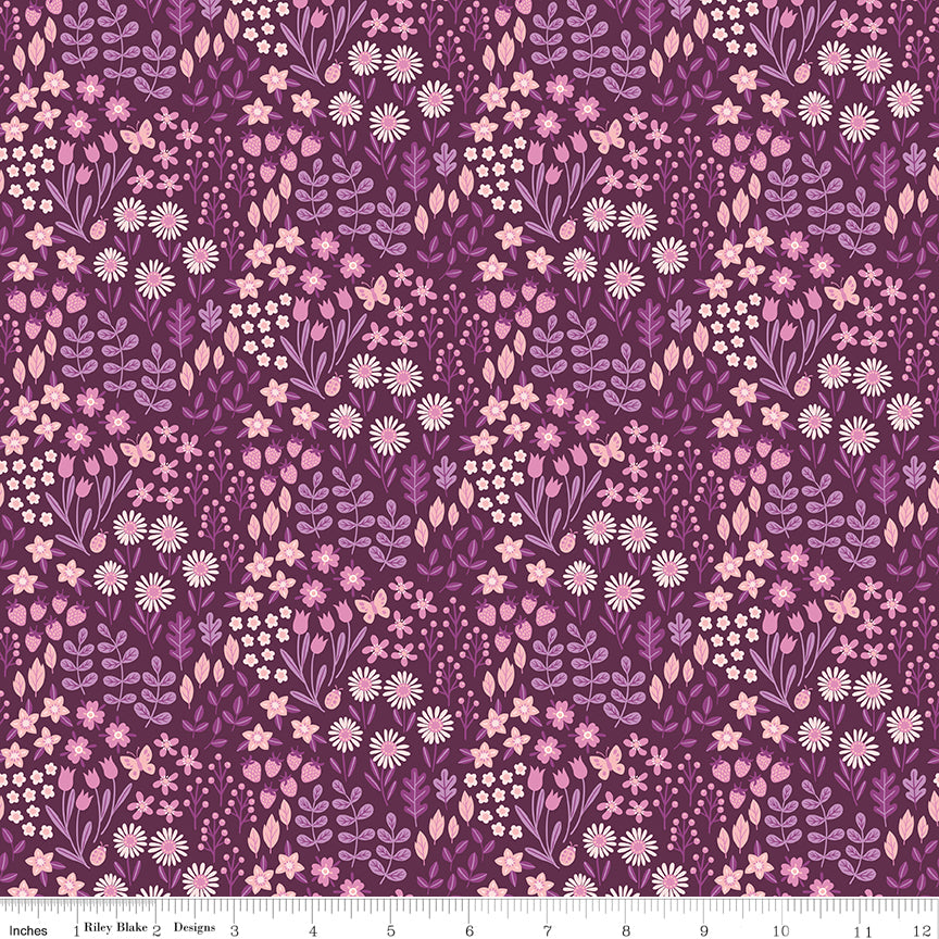 Mountain Jamboree Floral Purple Quilt Fabric by Genesis Hall