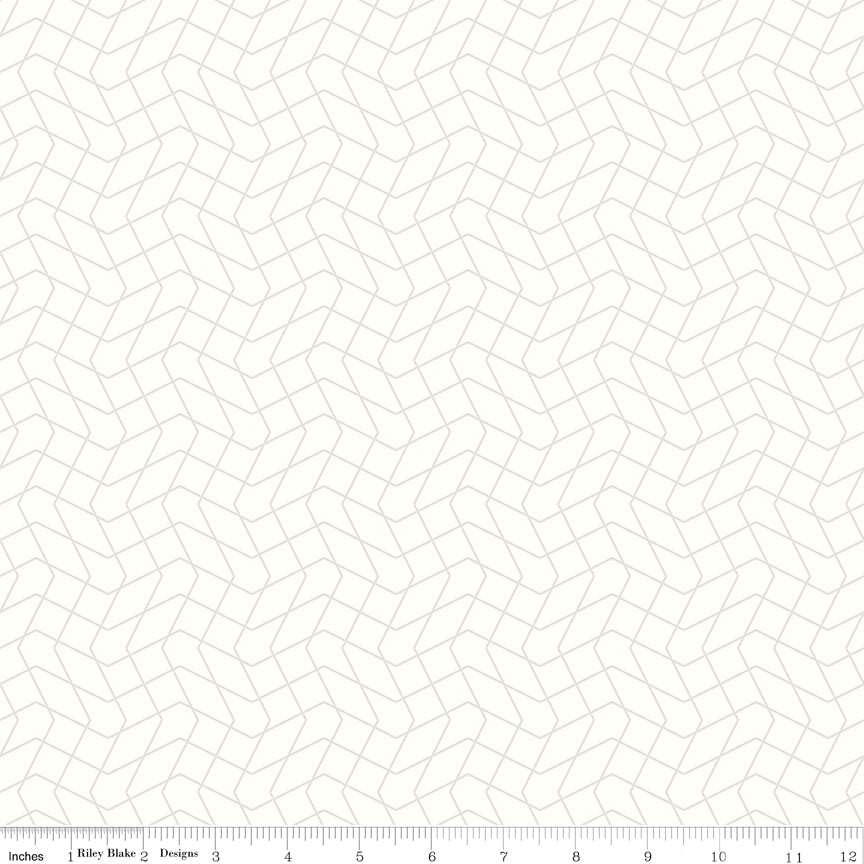 Quilt in Color Wavy Grid White Gray Quilt Fabric by Christa Watson