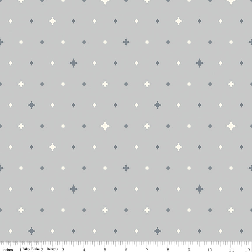 Quilt in Color Twinkle Stars Gray Quilt Fabric by Christa Watson