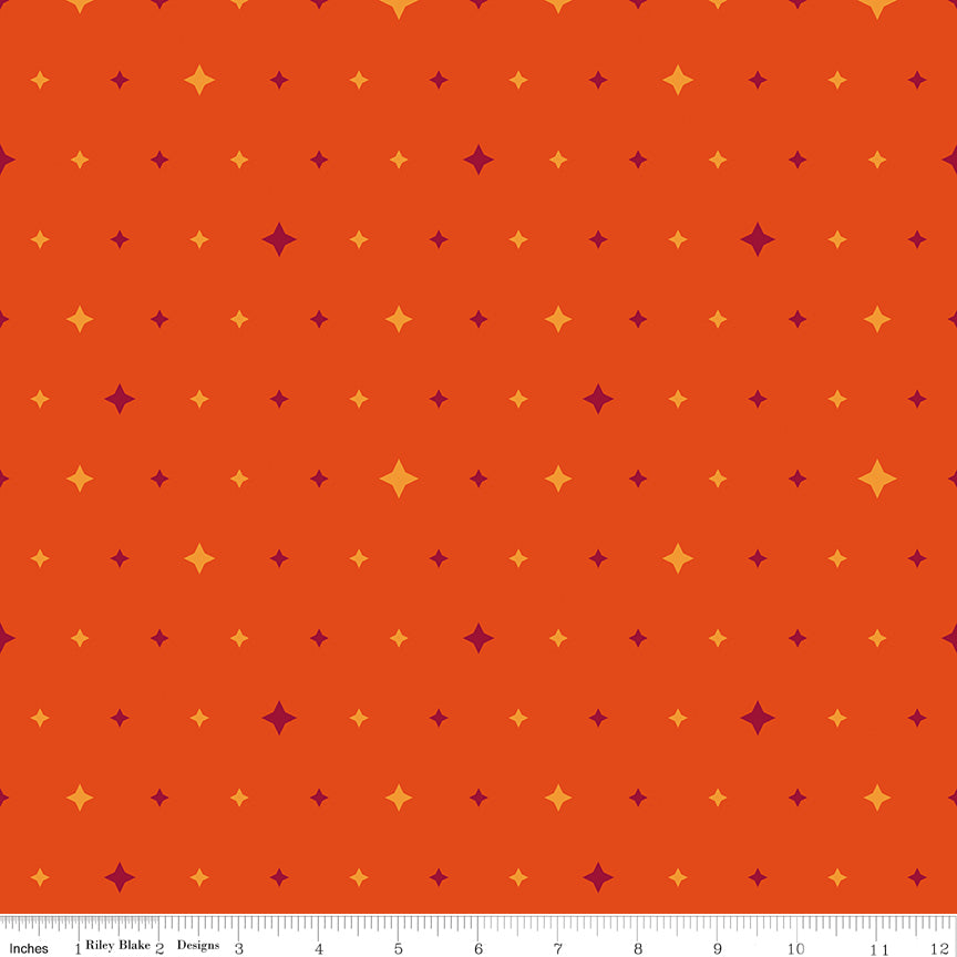 Quilt in Color Twinkle Stars Orange Quilt Fabric by Christa Watson