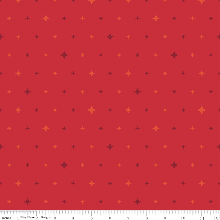 Quilt in Color Twinkle Stars Red Quilt Fabric by Christa Watson