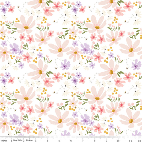 Sweet as Honey Main White Quilt Fabric by Sweet as Honey — Frank Gulick