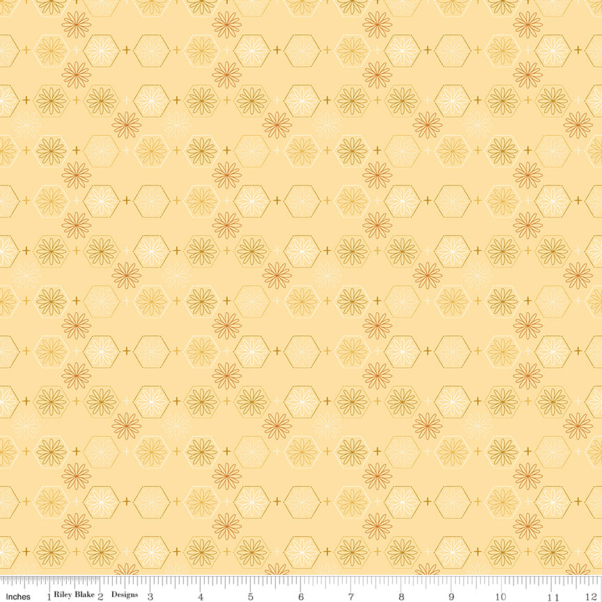 Sweet as Honey Floral Hexies Beehive Quilt Fabric by Sweet as Honey — Frank Gulick