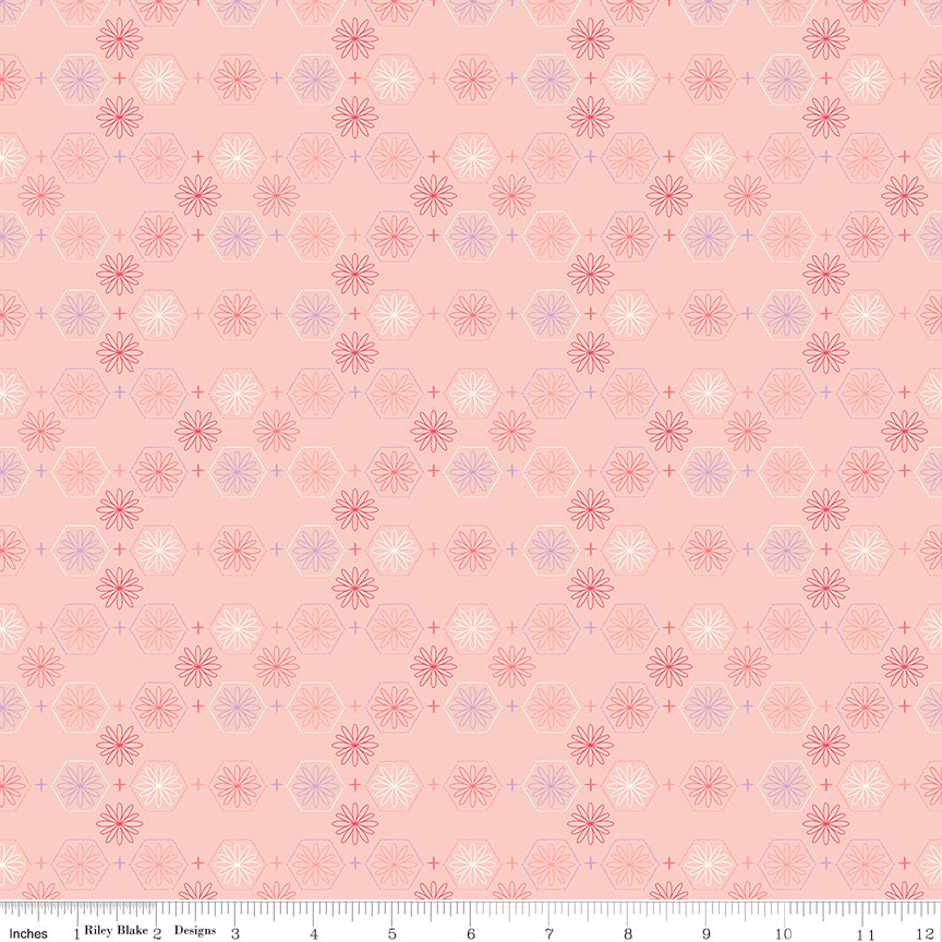 Sweet as Honey Floral Hexies Blush Quilt Fabric by Sweet as Honey — Frank Gulick