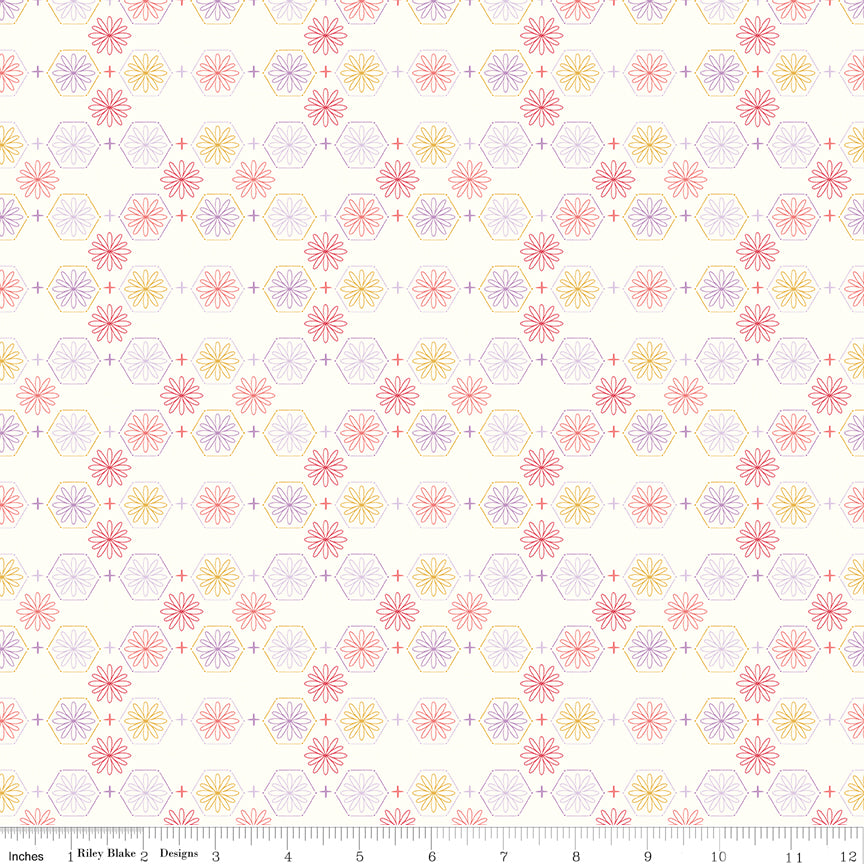 Sweet as Honey Floral Hexies Cloud Quilt Fabric by Sweet as Honey — Frank Gulick
