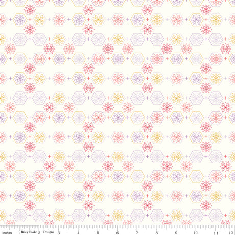 Sweet as Honey Floral Hexies Cloud Quilt Fabric by Sweet as Honey — Frank Gulick