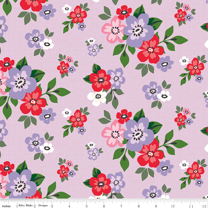 Sweet on You Main Lavender Quilt Fabric by Christopher Thompson of The Tattooed