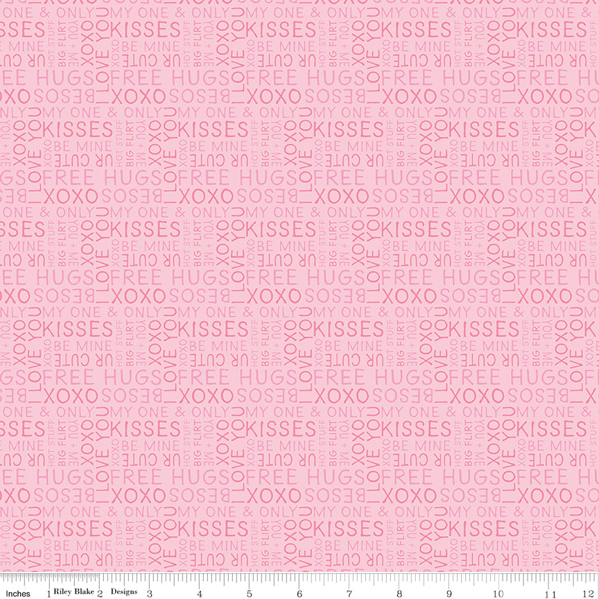 Sweet on You Text Pink Quilt Fabric by Christopher Thompson of The Tattooed