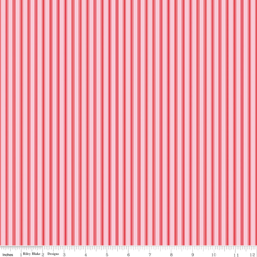 Sweet on You Stripes Pink Quilt Fabric by Christopher Thompson of The Tattooed