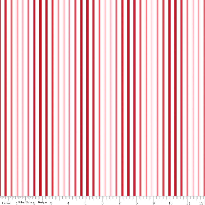 Sweet on You Stripes Red Quilt Fabric by Christopher Thompson of The Tattooed
