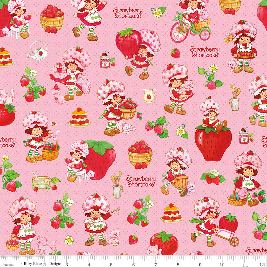 The World of Strawberry Shortcake Main Pink Quilt Fabric by The World of Strawberry Shortcake™ collection