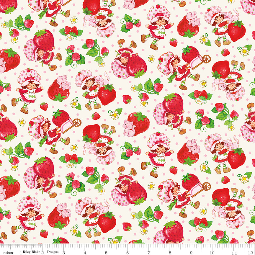 The World of Strawberry Shortcake Toss Cream Quilt Fabric by The World of Strawberry Shortcake™ collection