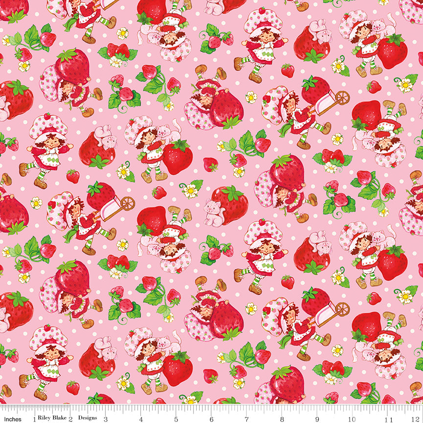 The World of Strawberry Shortcake Toss Pink Quilt Fabric by The World of Strawberry Shortcake™ collection