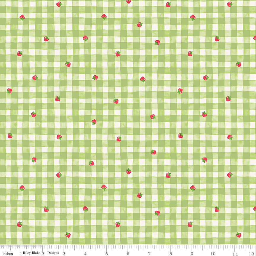 The World of Strawberry Shortcake Gingham Green Quilt Fabric by The World of Strawberry Shortcake™ collection