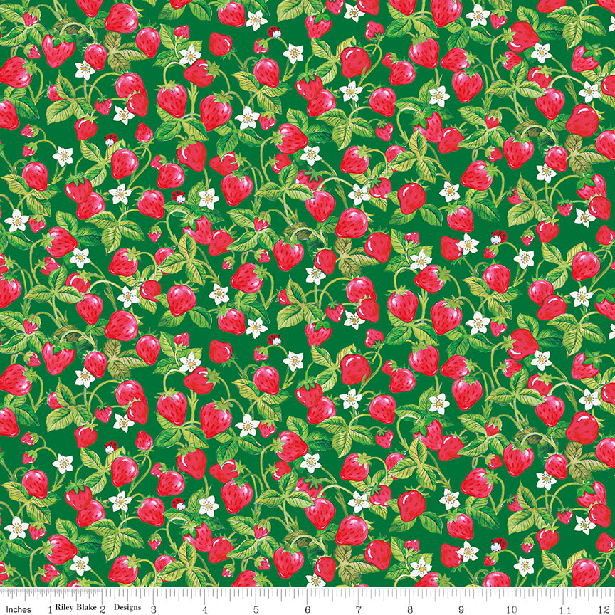 The World of Strawberry Shortcake Strawberries Green Quilt Fabric by The World of Strawberry Shortcake™ collection