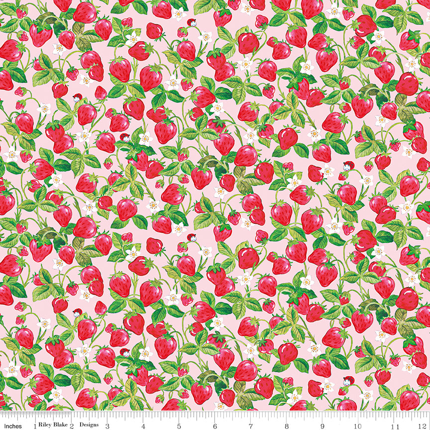 The World of Strawberry Shortcake Strawberries Pink Quilt Fabric by The World of Strawberry Shortcake™ collection