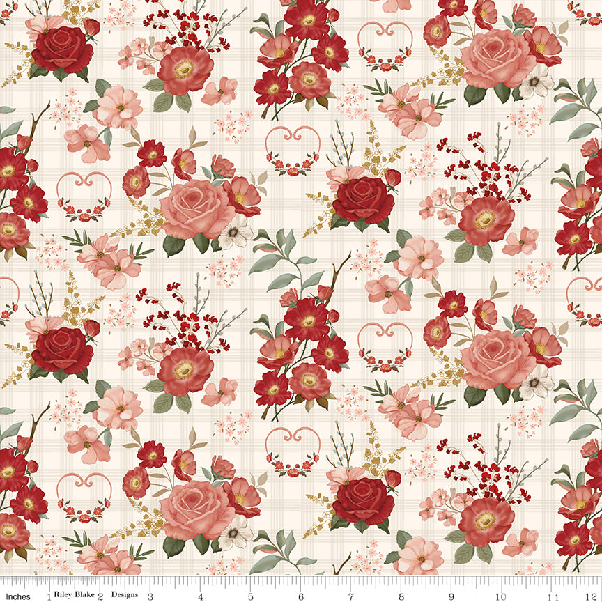To My Love Main Cream Quilt Fabric by Sandy Gervais