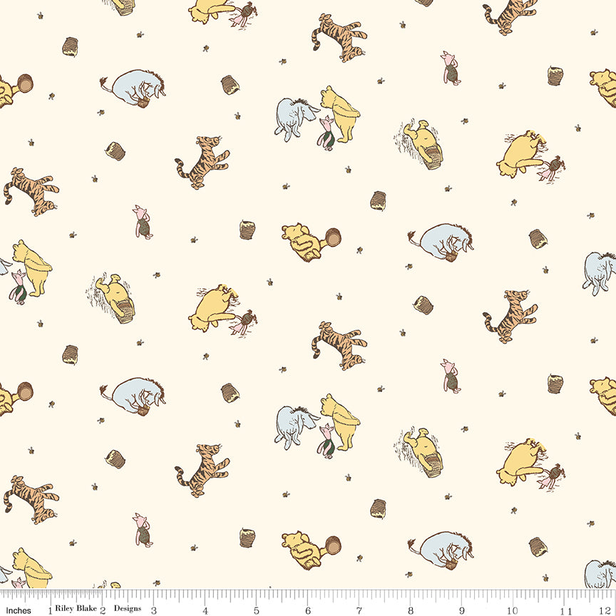 Winnie-the-Pooh Baby Character Toss Cream Quilt Fabric by Echo Park Paper Co.