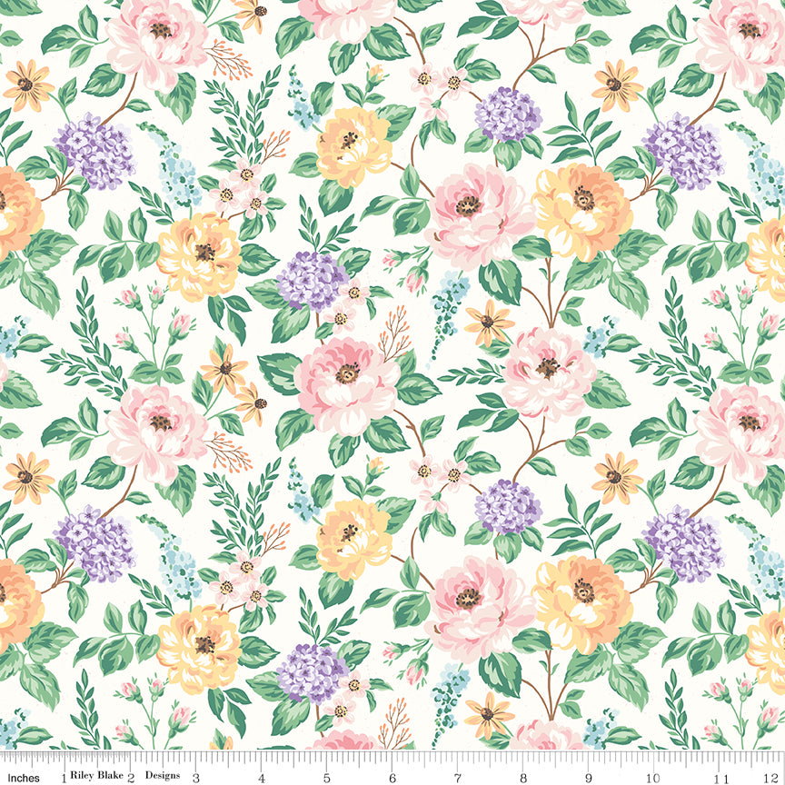 Anne with an E Floral Cream Quilt Fabric