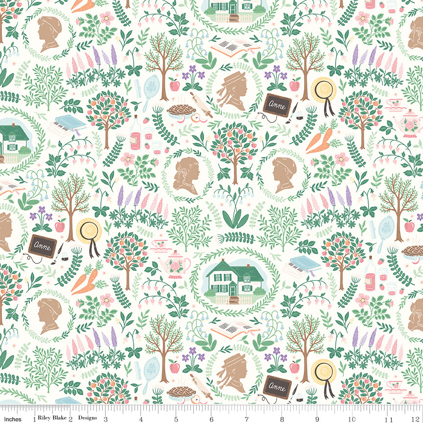 Anne with an E Folk Cream Quilt Fabric
