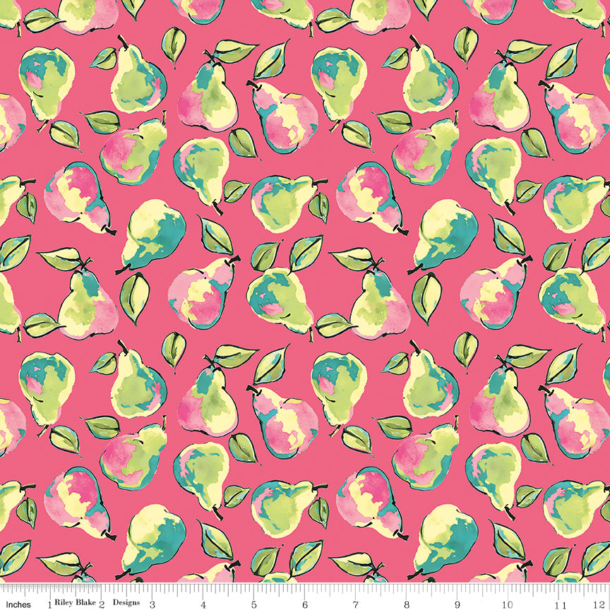 Peonies & Pears Pears Pink Quilt Fabric