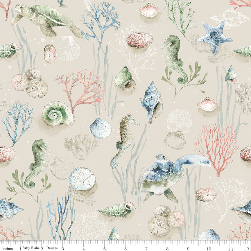 Sea Echoes Main Beige Quilt Fabric