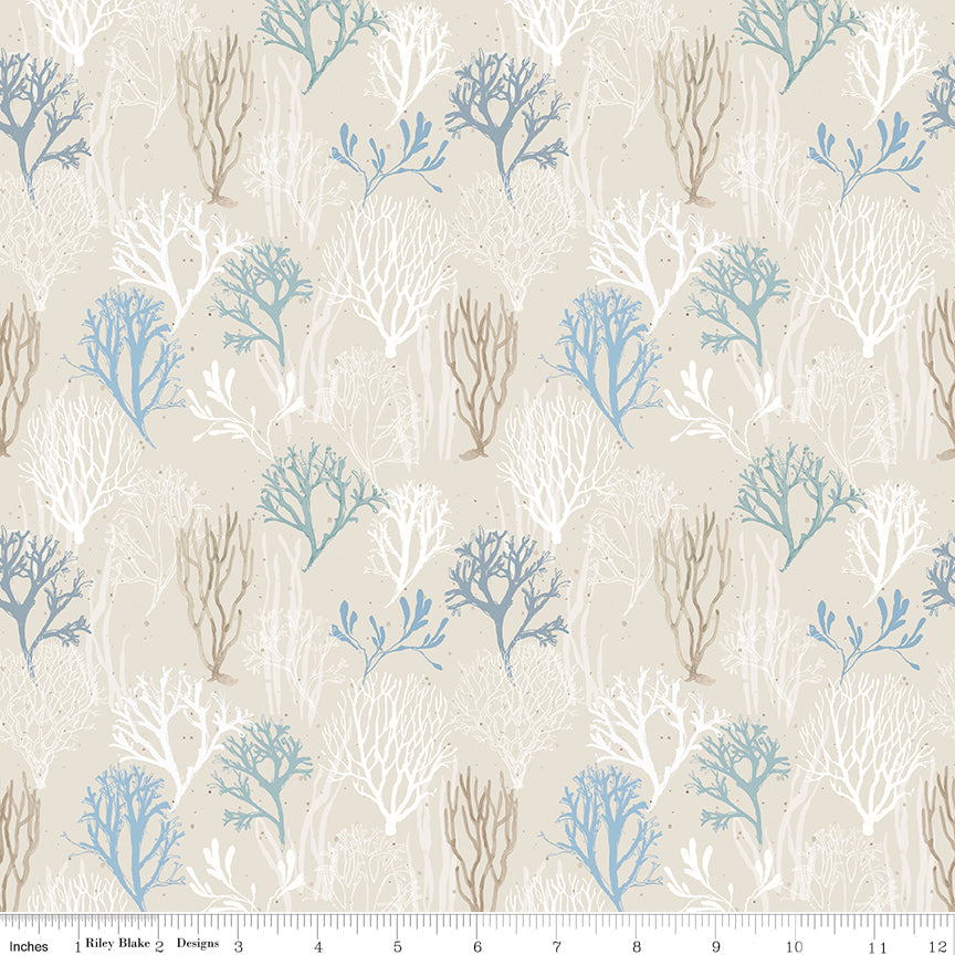 Sea Echoes Aquatic Plants Beige Quilt Fabric