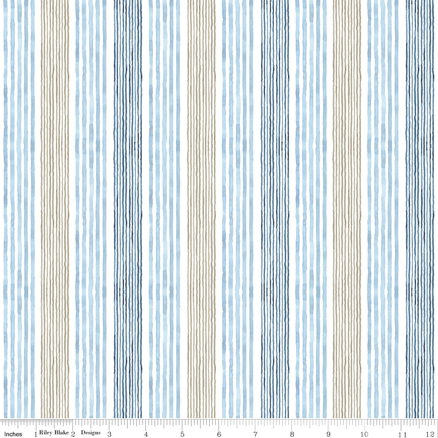 Sea Echoes Stripes Blue Quilt Fabric