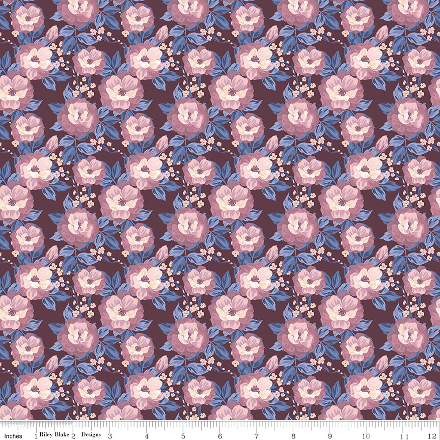 Twilight on the Prairie Floral Burgundy Quilt Fabric