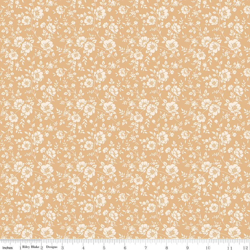 Twilight on the Prairie Silhouettes Flaxen Quilt Fabric