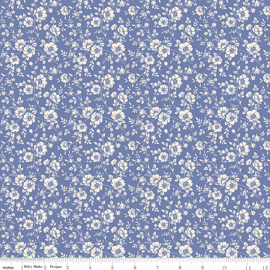 Twilight on the Prairie Silhouettes Periwinkle Quilt Fabric