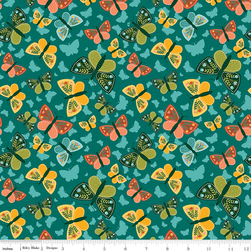Folk Floral Butterflies Jade by Folk Floral — Diane Labombarbe