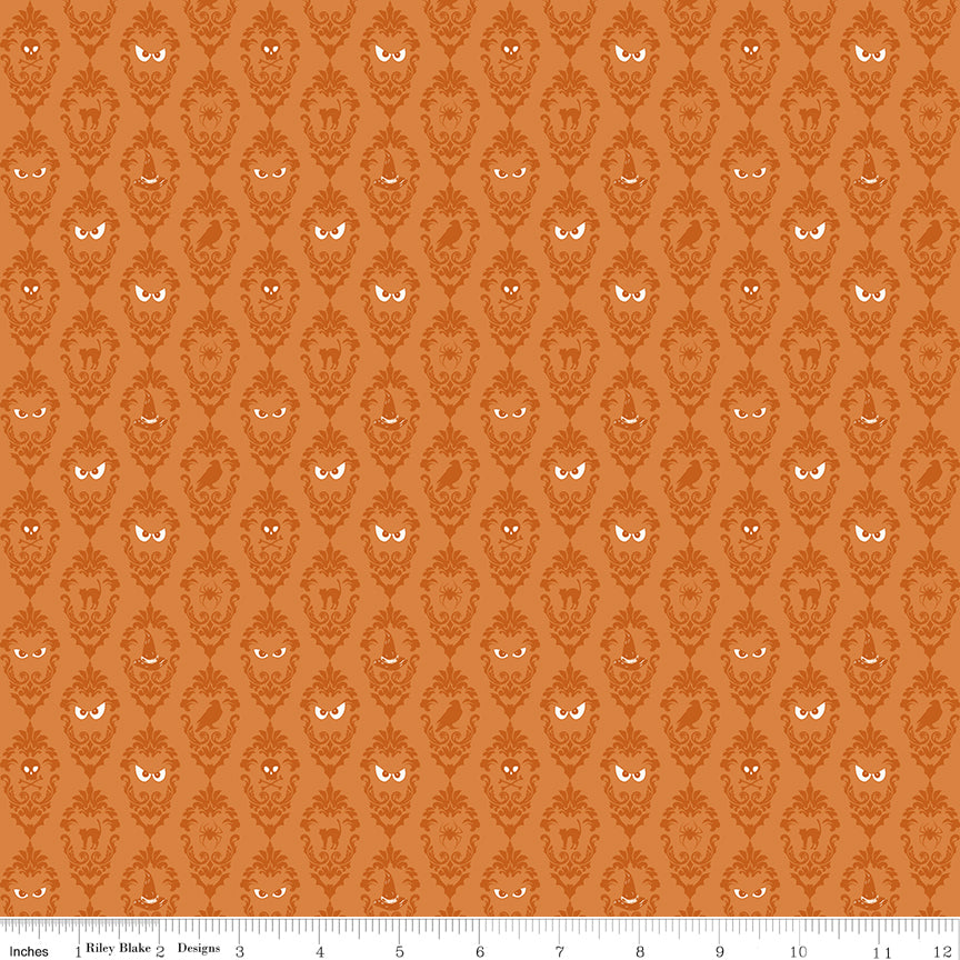 Cobweb Cottage Damask Orange Quilt Fabric by Cobweb Cottage — Melissa Mortenson