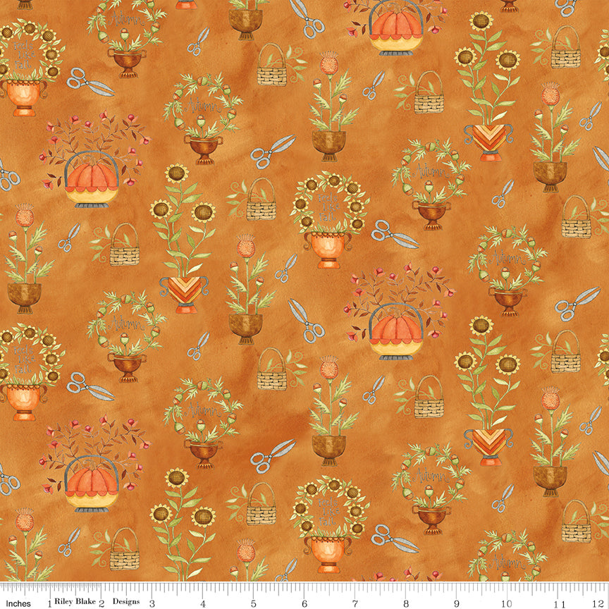 Feels Like Fall Cut Flowers Pumpkin Quilt Fabric by Feels Like Fall — Teresa Kogut