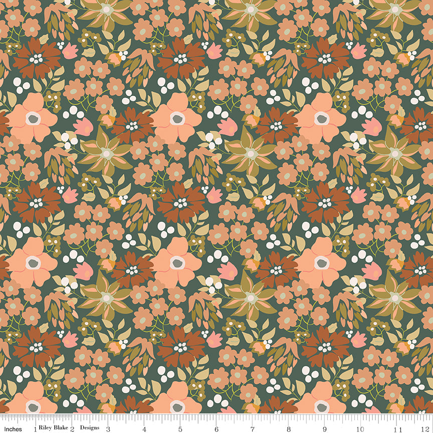 Orchard Blooms Main Green Quilt Fabric by Liza Taylor