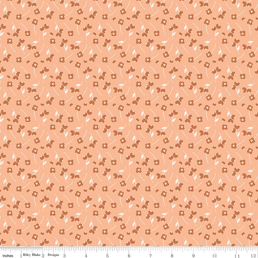 Orchard Blooms Flowers Peach Quilt Fabric by Liza Taylor
