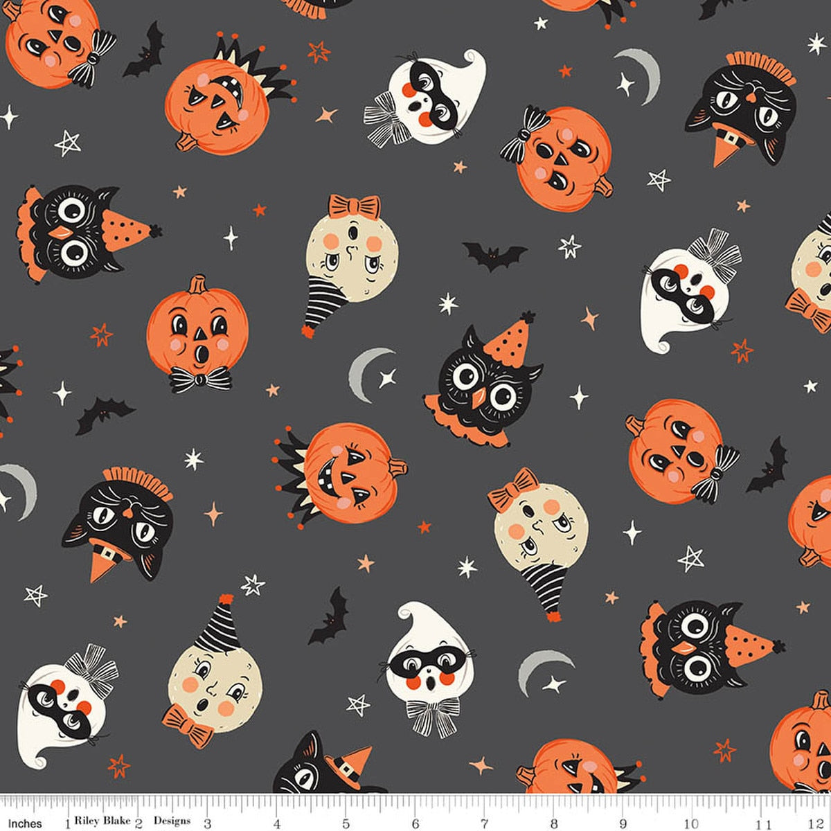 Vintage Boo Main Charcoal Quilt Fabric by Vintage Boo — My Minds Eye